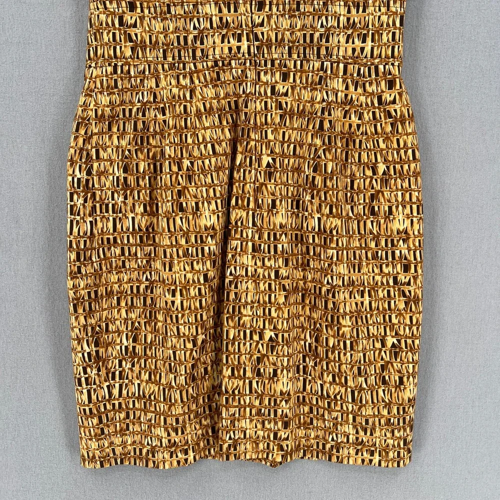 CHETTA B Vintage Dress Womens 4 Tan Brown Cotton Square Neck Sleeveless Sheath - Picture 12 of 16